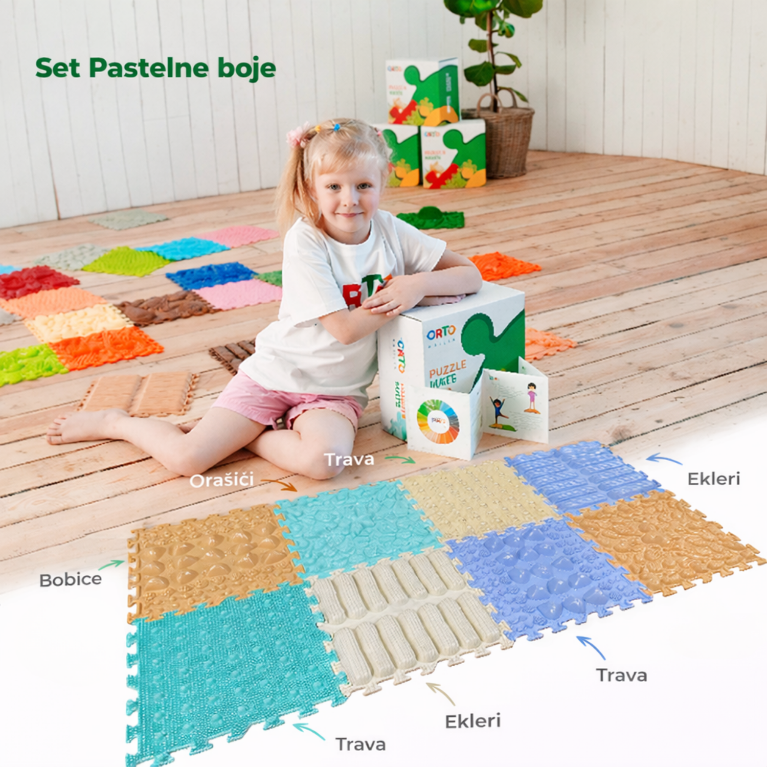 Ortonature senzorna masažna podloga – Soft Pastel set