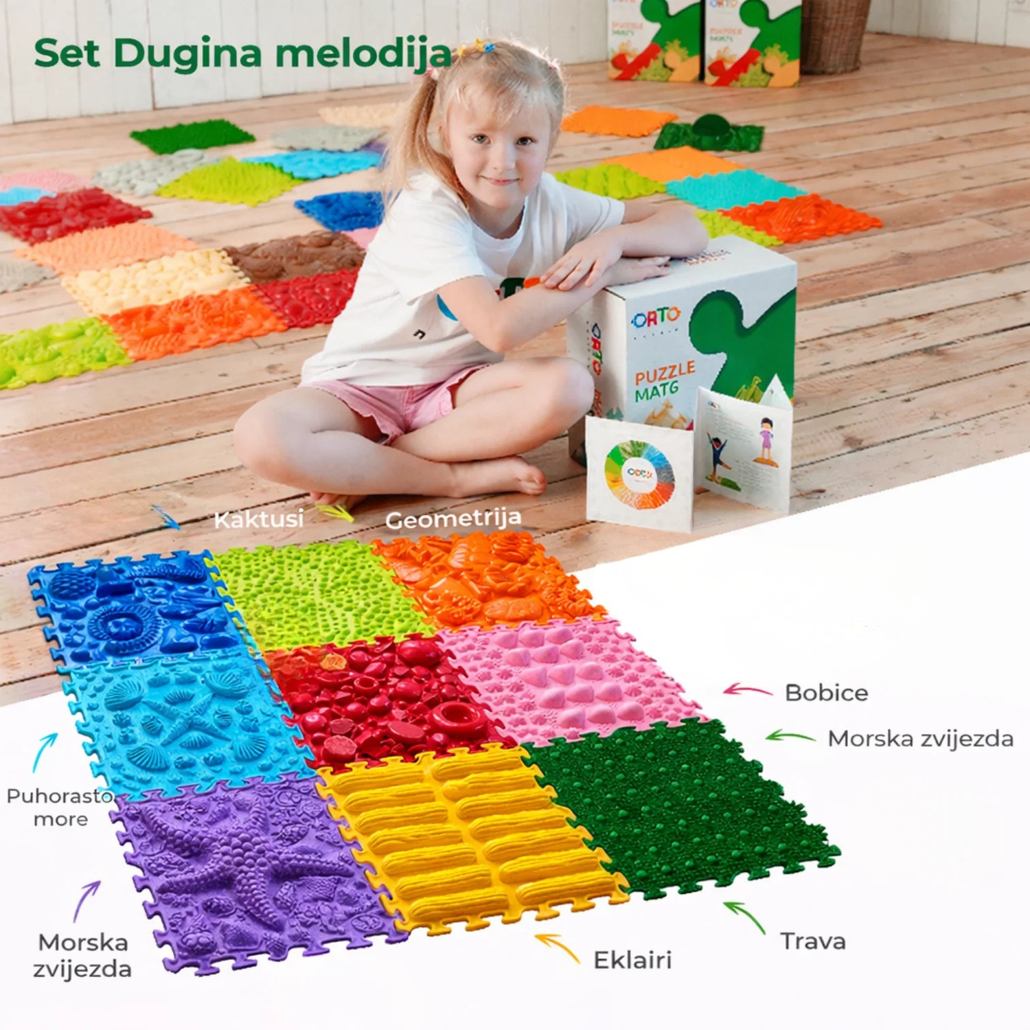 Ortonature senzorna masažna podloga – Set Duga