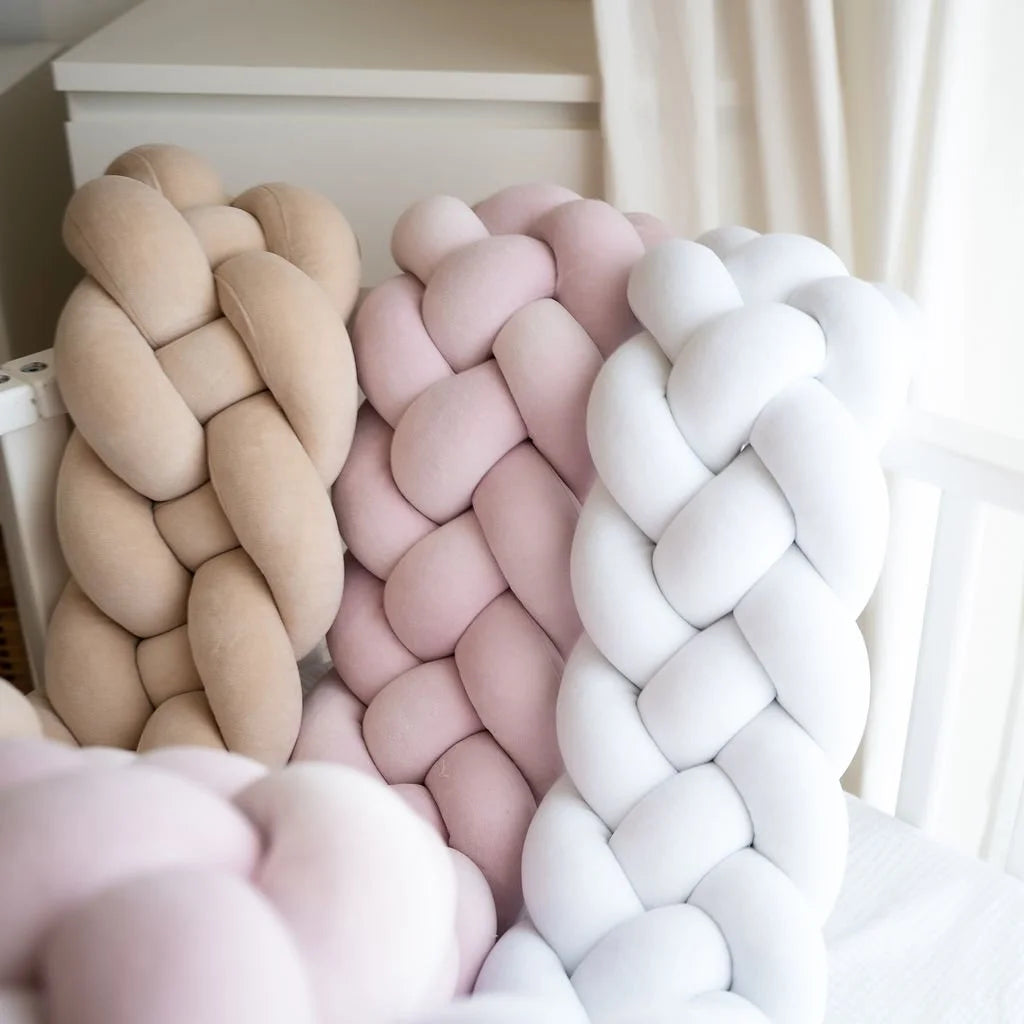 Zaščitna ogradica pletenica za kinderbet 20cm - ROZA