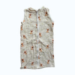 Baby Natur sleeveless sleeping bag with a cream background and a cute chihuahua dog print. Made from soft, breathable cotton.