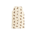 Baby Natur sleeveless sleeping bag with a teddy bear print on a cream background. Made from soft, breathable cotton.