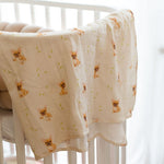Baby NaturHere standard tetra diaper with French bulldog print, made of 100% cotton. Perfect for changing, burping, or as a crib liner.